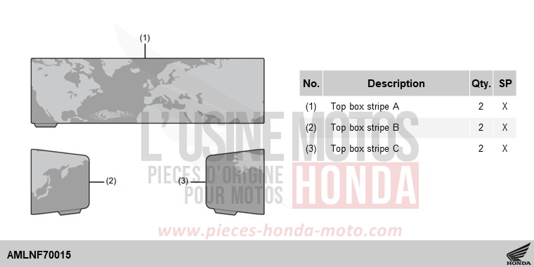 KIT,TOP BOX STRIPE de Africa Twin DCT MAT BALLISTIC BLACK METALLIC (NHA86) 2024